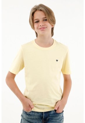 Camiseta Manga Corta Amarilla Para Niño