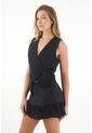 Tennis Camisa Tipo Chaleco Bordada Negra Para Mujer de Tennis