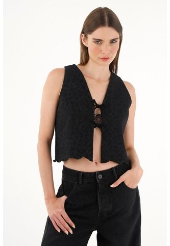 Tennis Chaleco Crop Con Detalles Bordados Para Mujer Tennis