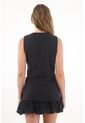 Tennis Camisa Tipo Chaleco Bordada Negra Para Mujer de Tennis