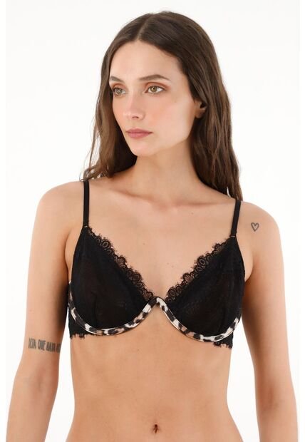 Tennis Top Tipo Bralette Con Detalle Animal Print Para Mujer