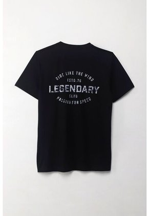 Tennis Camiseta Manga Corta Estampada Negra Para Hombre