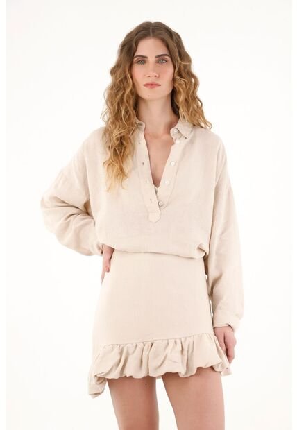 Tennis Camisa Crudo En Lino 100% Para Mujer