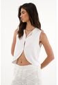 Tennis Chaleco En 100% Lino Blanco Para Mujer de Tennis