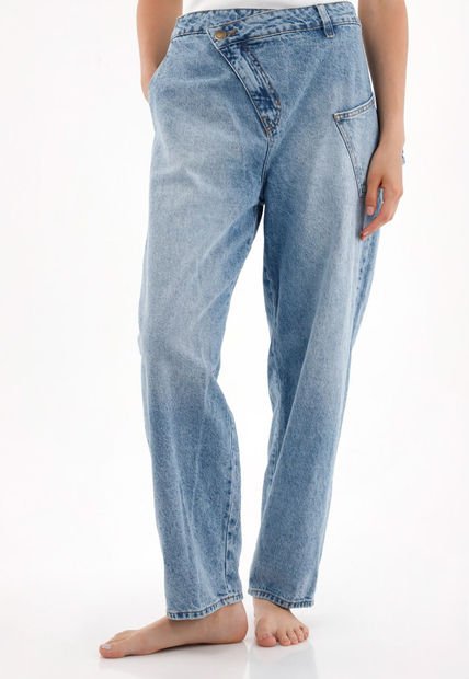 Jean Slouchy Tiro Bajo Con Jota Asimétrica Para Mujer