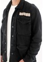 Tennis Chaqueta Con Bordado Y Teñido Vintage Negra Para Hombre de Tennis