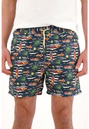 Tennis Pantaloneta De Baño Con Estampado Playero Multicolor Para Hombre