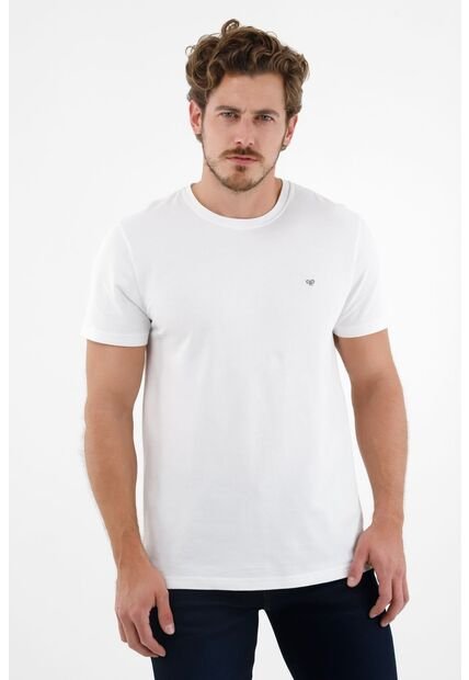 Camiseta Blanca Con Raqueta Bordada Para Hombre