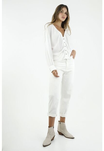 Camisa Blanca Manga Larga Para Mujer