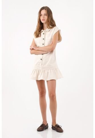 Tennis Vestido Corto Fit Relajado Con Volante En El Bajo En Algodón Crudo Para Mujer Tennis