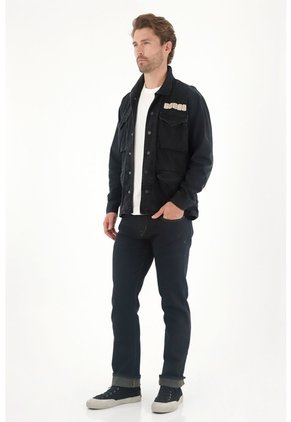 Tennis Chaqueta Con Bordado Y Teñido Vintage Negra Para Hombre