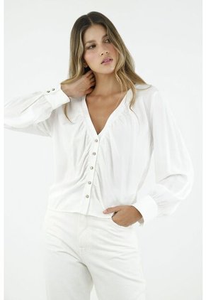 Camisa Blanca Manga Larga Para Mujer