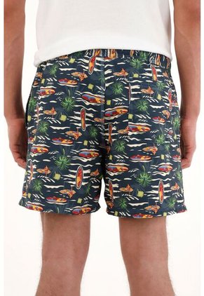 Tennis Pantaloneta De Baño Con Estampado Playero Multicolor Para Hombre