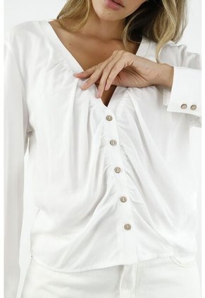 Camisa Blanca Manga Larga Para Mujer