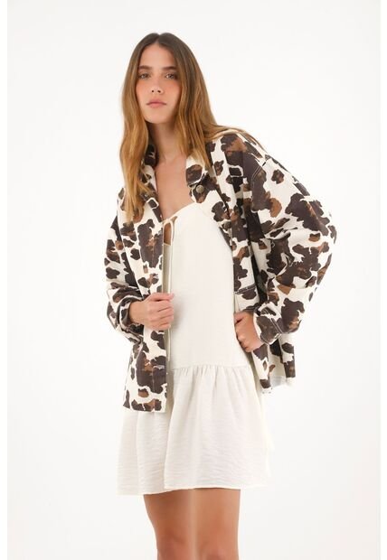 Tennis Chaqueta Cow Print De Botones Para Mujer