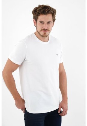 Camiseta Blanca Con Raqueta Bordada Para Hombre