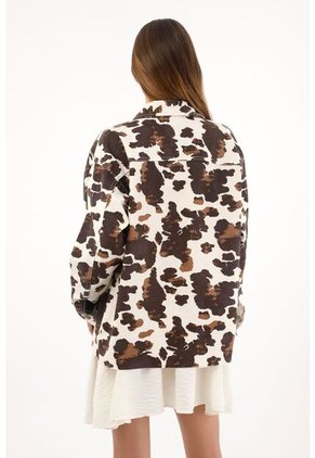 Tennis Chaqueta Cow Print De Botones Para Mujer