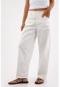 Tennis Jean Para Mujer De Algodón Blanco Corte Horse Shoe Con Cintura Lisa de Tennis