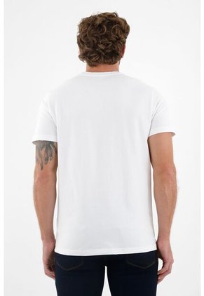 Camiseta Blanca Con Raqueta Bordada Para Hombre