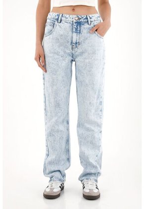 Tennis Jean Recto Tiro Alto Efecto Craquelado Para Mujer