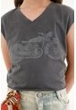 Camiseta Gris Con Estampado De Moto Para Niña de Tennis