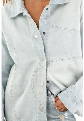 Tennis Sobrecamisa Azul Denim Con Apliques Para Mujer