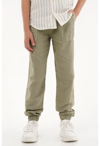 Pantalón Jogger Verde En Apariencia Lino Para Niño Tennis