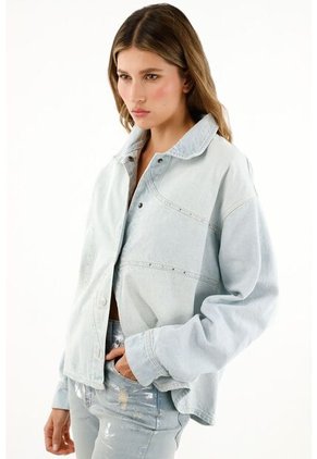 Tennis Sobrecamisa Azul Denim Con Apliques Para Mujer