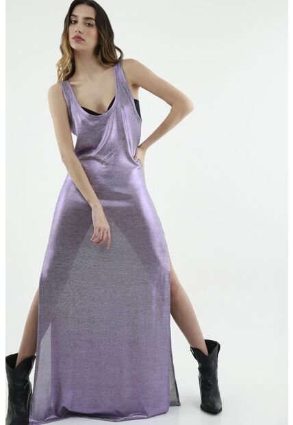 Vestido Morado Efecto Metalizado Para Mujer