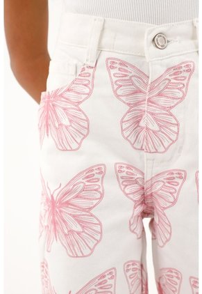 Jean Recto Con Estampado De Mariposas Para Niña