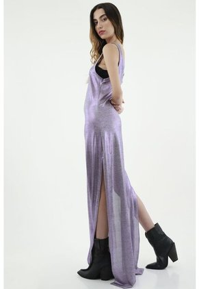 Vestido Morado Efecto Metalizado Para Mujer