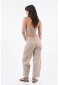 Tennis Pantalón Para Mujer En Algodón Beige Recto Con Estampado Cachemira de Tennis