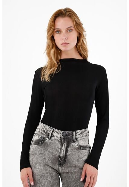 Camiseta Negra Manga Larga Para Mujer
