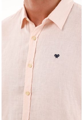 Camisa Rosada En Lino Para Hombre