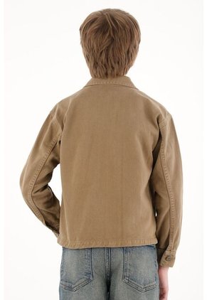 Chaqueta Café De Botones Para Niño