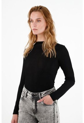 Camiseta Negra Manga Larga Para Mujer