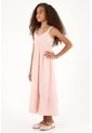 Vestido Rosado Largo Con Elástico En La Cintura Para Niña de Tennis