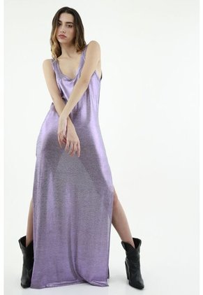 Vestido Morado Efecto Metalizado Para Mujer