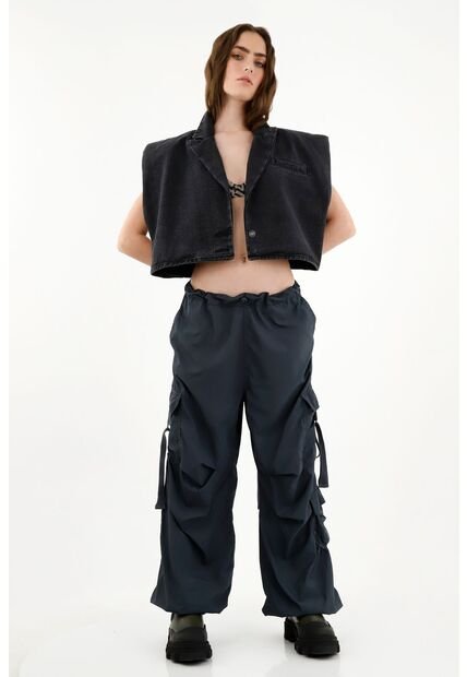 Tennis Chaleco Negro Tipo Blazer Para Mujer