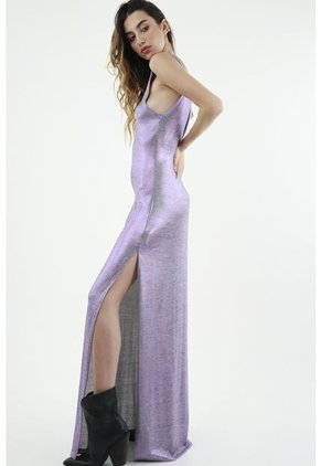 Vestido Morado Efecto Metalizado Para Mujer
