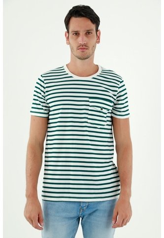 Tennis Camiseta De Rayas Verdes Para Hombre Tennis