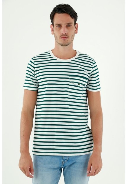 Tennis Camiseta De Rayas Verdes Para Hombre
