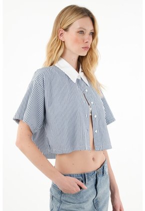 Tennis Camisa Crop Con Estampado A Rayas Para Mujer
