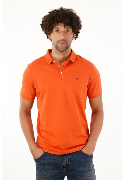 Tennis Polo Naranja Con Cuello Y Puños En Rib Para Hombre