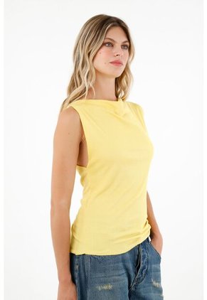 Camiseta Amarilla Manga Sisa Para Mujer