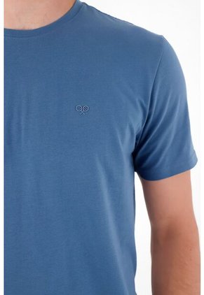 Tennis Camiseta Con Raqueta Estampada Azul Para Hombre