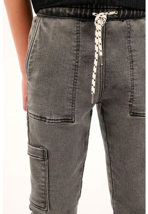 Jean Estilo Jogger Con Pretina Elástica Negro Para Niño