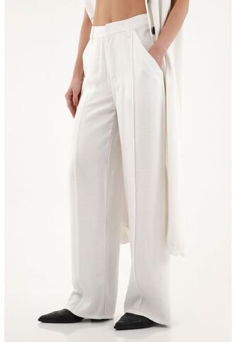 Tennis Pantalón Recto Blanco Con Prenses Para Mujer Tennis