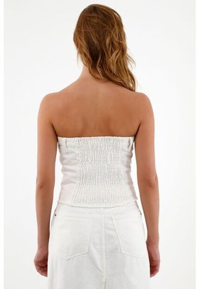 Tennis Camisa Strapless En Denim Para Mujer