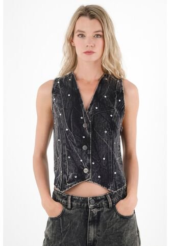 Tennis Chaleco Negro Con Mini Apliques Para Mujer Tennis